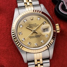 Rolex Lady-Datejust 26mm 2001 Box & Papers Factory Champagne Diamond Ref. 79173
