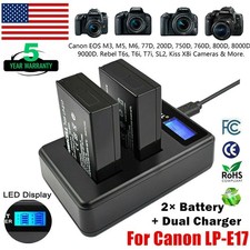 2000mAh LP-E17 Battery  USB Dual Charger for Canon EOS M3 M5 750D 77D 800D