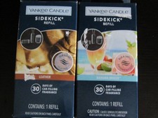 Lot de 2 recharges Yankee Candle Sidekick parfum cuir et parfum Bahama Breeze neuves