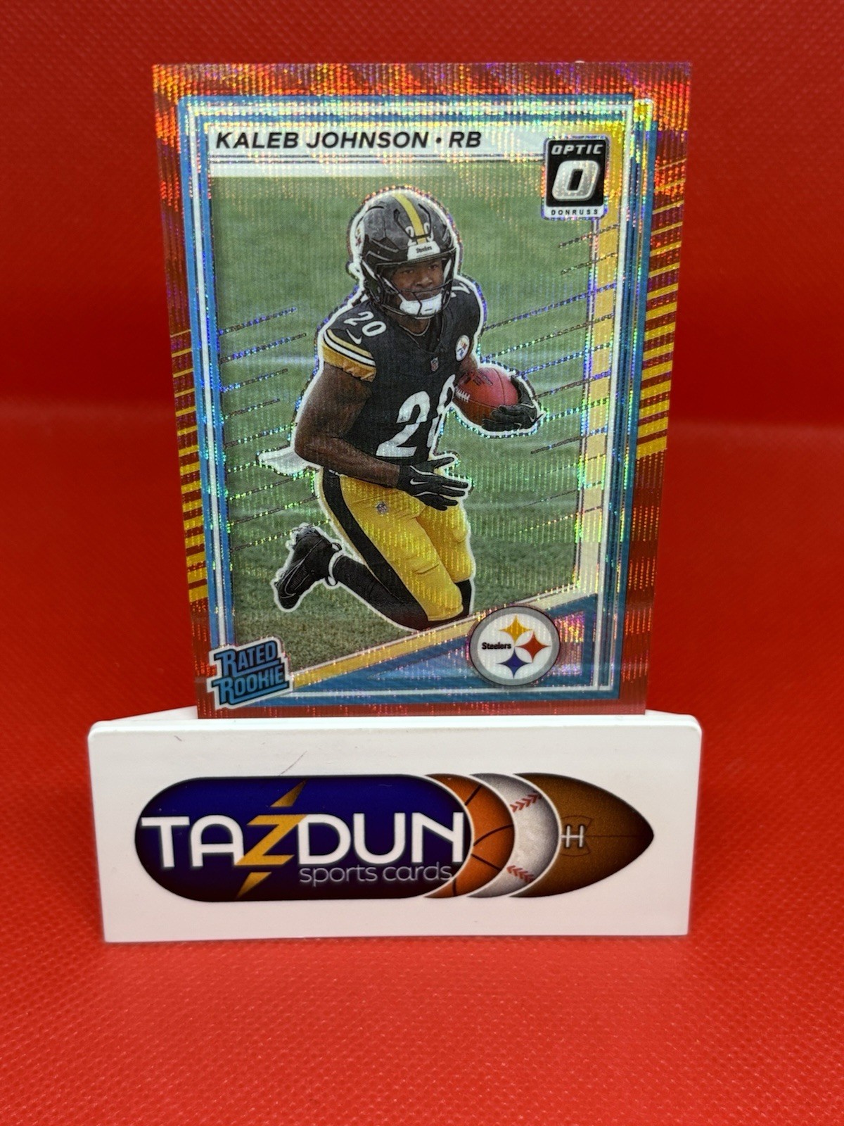 2025 Panini Donruss Kaleb Johnson Rated Rookie Optic Preview Red Wave Prizm #322