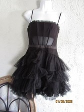 Betsy & Adam sz 8 black mini cocktail club dress corset boned top full tutu