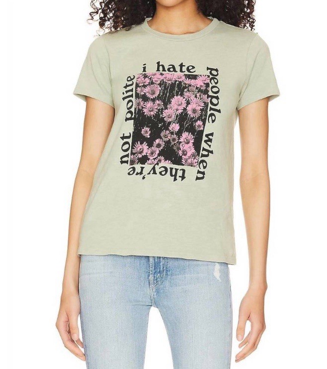 MOTHER The Lil Sinful Tee in Not Polite Green Small EUC Sold Out