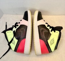 Air Jordan 1 Mid SE GS Black Barely Volt Ember Glow Size 6.5Y With Box