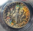 1958-P Roosevelt Dime PCGS MS/66 Beautiful Toned Gem First Gen Blue Label Holder