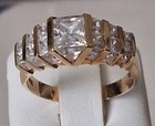 10K Yellow Gold CZ marked PJM 7 Row Stair Step Sz 8 Ring 4.32g — photo 1