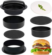 3 in 1 Stuffed Burger Press Patty Maker Rings Molds Kit, Non Stick Black