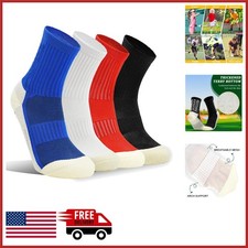 Kids Soccer Grip Socks 4 Pack Non-Slip Athletic Slipper Socks for Youth