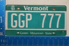 Vermont License Plate Tag VT GGP 777 Tripple 7 Vegas Poker Hand Three of a Kind
