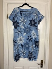 Made in Italy Ladies Cotton Floral Tunic Dress Holiday Summer Fit 12 14 16 18