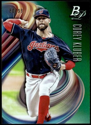 2018 Bowman Platinum #9 Corey Kluber Green #/99 E1