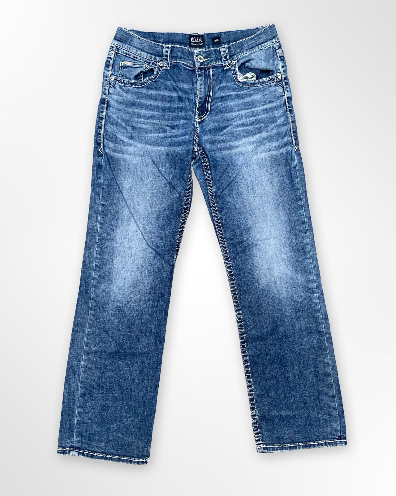 &rsquo;s Size 36l 36x33 Blue Denim Bootcut Straight Western Fade