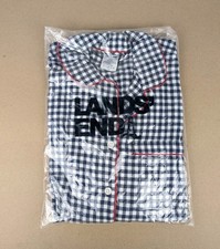 NEW Lands' End Womens M/P 10-12 Petite Pajamas 100 Cotton Plaid Black White NOS