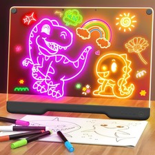 Rechargeable LED Drawing Board, 9-Color Light Modes, Neon Art Dry Erase Light Up