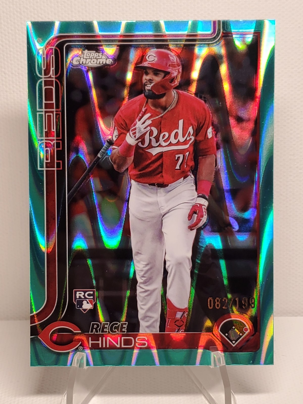 2025 Topps Chrome - Rece Hinds #253 Aqua Raywave Refractor /199 (RC)