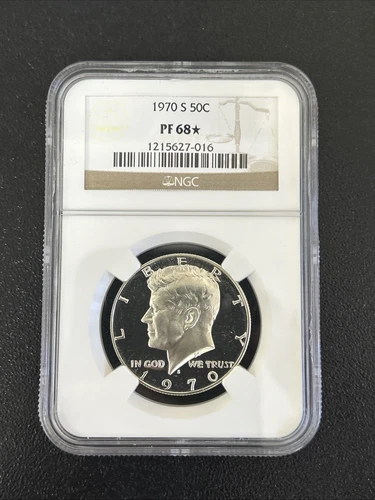 1970 S NGC PF68 * STAR Cameo Silver Proof Kennedy Half Dollar WHITE COIN JFK 50C