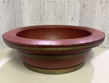 ANTIQUE CHINESE 19TH CENTURY RED LACQUER ELM WOOD WASH BASIN BOWL REDWARE LOOK!