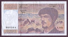 FRANKREICH 20 FRANCS Banknote 1997 Zustand III VF BB S/N X.051/1272960364 P.151i