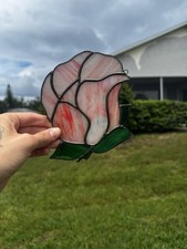 Vintage Stained Glass Pink Flower