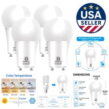 Daylight White LED GU24 Bulbs: 800 Lumens, Non-Dimmable, Listed, 4-Pack