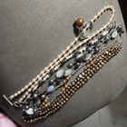 STERLING Silver Multicolor Pearl Bracelets 2Necklaces, 1Rings Vtg Jewelry Lot-NR — photo 4