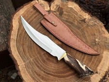 CUSTOM HANDMADE CARBON STEEL HUNTING SURVIVAL BOWIE KNIFE STAG HANDLE