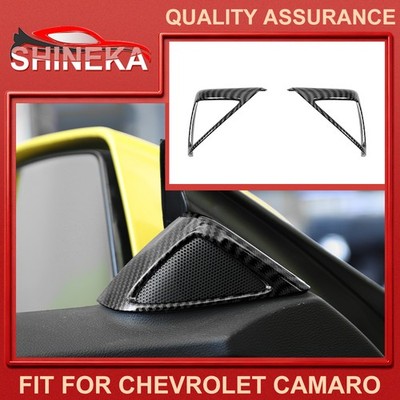 1Pair Carbon Fiber A-pillar Door Speaker Cover Trim For Chevy Camaro 2010-2015