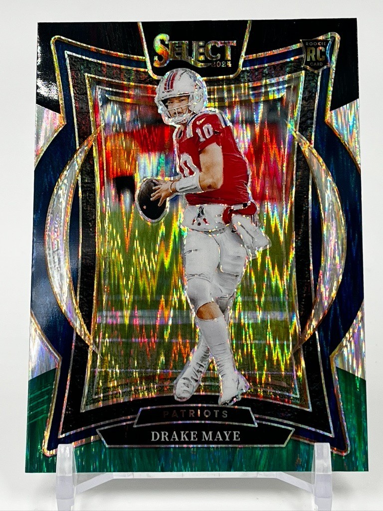 2024 Panini Select - Drake Maye #27 - Concourse Black & Green Shock Prizm (RC)