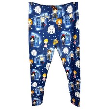 Dr Who Leggings XL Chibi Cartoon Blue Cosplay TC Soft Stretch Superwholock 1686