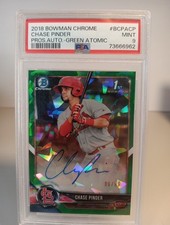 Chase Pinder 2018 Bowman Chrome Atomic Green Refractor Auto #/99  Autograph PSA9