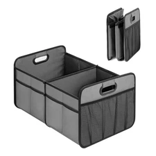 Car Trunk Organizer for SUV 2 Compartment Storage Box Non Slip Bottom Grey