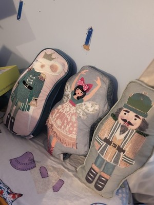 Set of 3 Martha Stewart Christmas Nutcracker Character Throw Pillows 19''