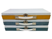 3 Vintage Smith-Victor Metal Picture 35mm Slide Storage Organizer Box Case MCM