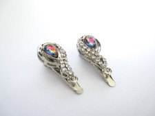 2 small ab crystal purple blue silver crystal alligator hair clip fine hair