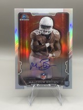 2015 Malcom Brown Bowman Chrome Autograph Rookie Refractor On Card Auto RC Texas. rookie card picture