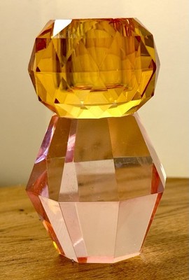 KOLLONI COLOUR POP GLASS CANDLE HOLDER, BY BOLTZE.  ORANGE AND PINK. STUNNING!
