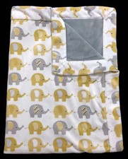 SL Home Fashions Gray White Yellow Elephant Plush Security Baby Blanket Lovey