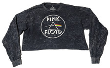 PINK FLYOD 1973 Tour DARK SIDE OF THE MOON Acid Wash Crop Retro Tee - Women XL