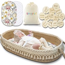 Baby Changing Basket Kit - Macrame Boho Moses Basket for Babies, Handmade 100...
