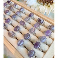 C86- Random Pick Natural Amethyst Crystal Ring Size:9 US; 
