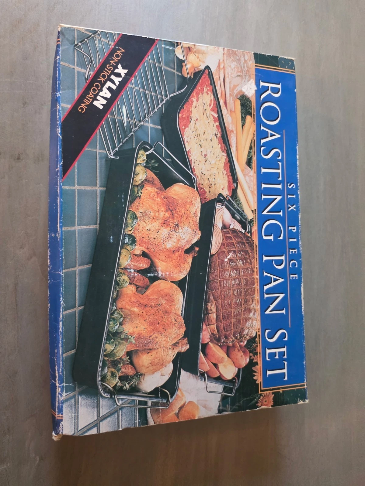 Xylan Six-Piece Non-Stick Roasting Tray Set Black Rectangle Steel VINTAGE NEW