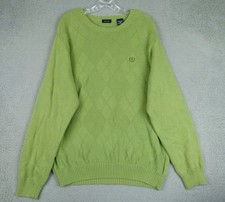 Izod Mens Large Green Pullover Diamond Pattern Sweater