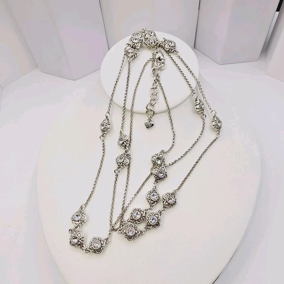 Brighton "Alcazar" Long Necklace 44" Silver Swarovski Crystal Station Retired - Image 2 of 4