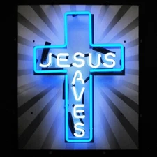 Neonetics 5JSAVES Jesus Saves Art Light Handmade Neon Sign 24"x 20"