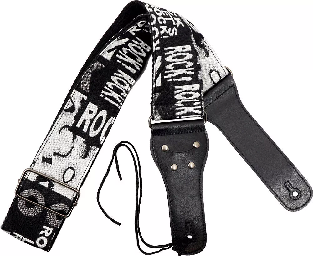 Viking Adjustable Guitar Strap Rock n Roll pattern 6.5cm wide