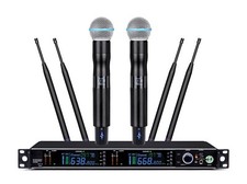 UHF PLL True Diversity Dual Channel Church Cordless Handheld Vocal Microphone