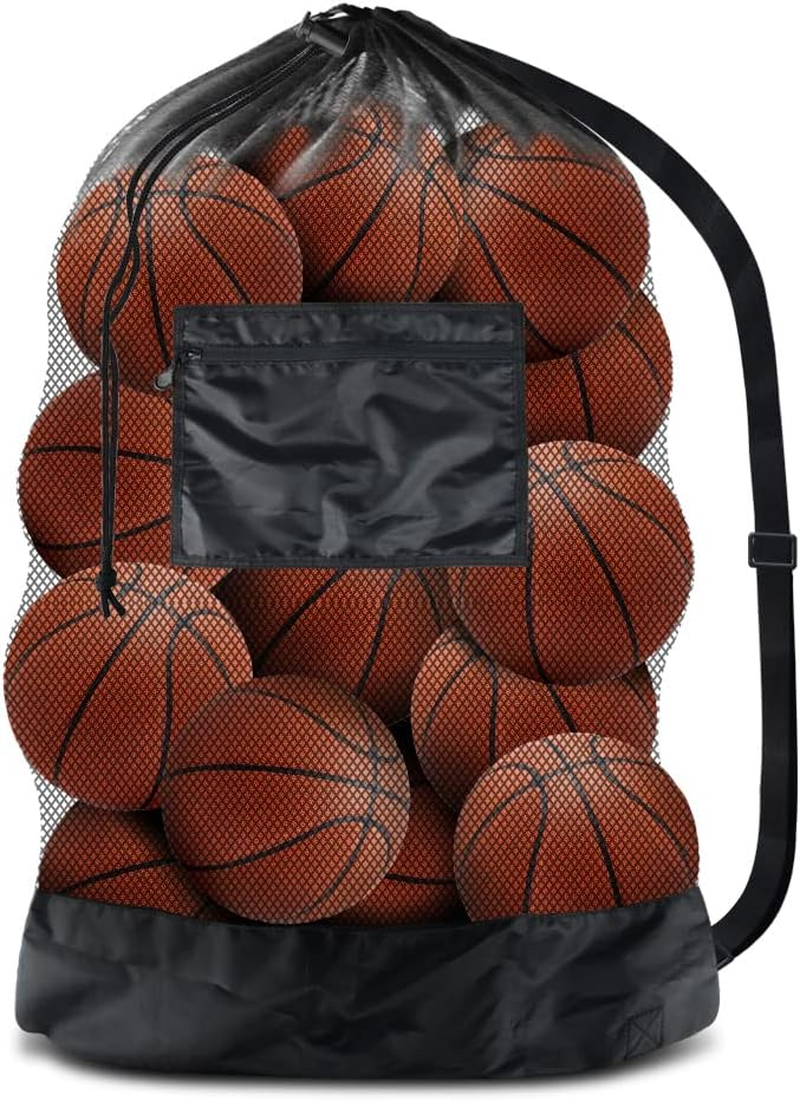 Ball Storage Net Bag – Large Drawstring Mesh Sports Equipment Organizer For Basketball, Soccer, Football, Pool Gear, Garage & Gym