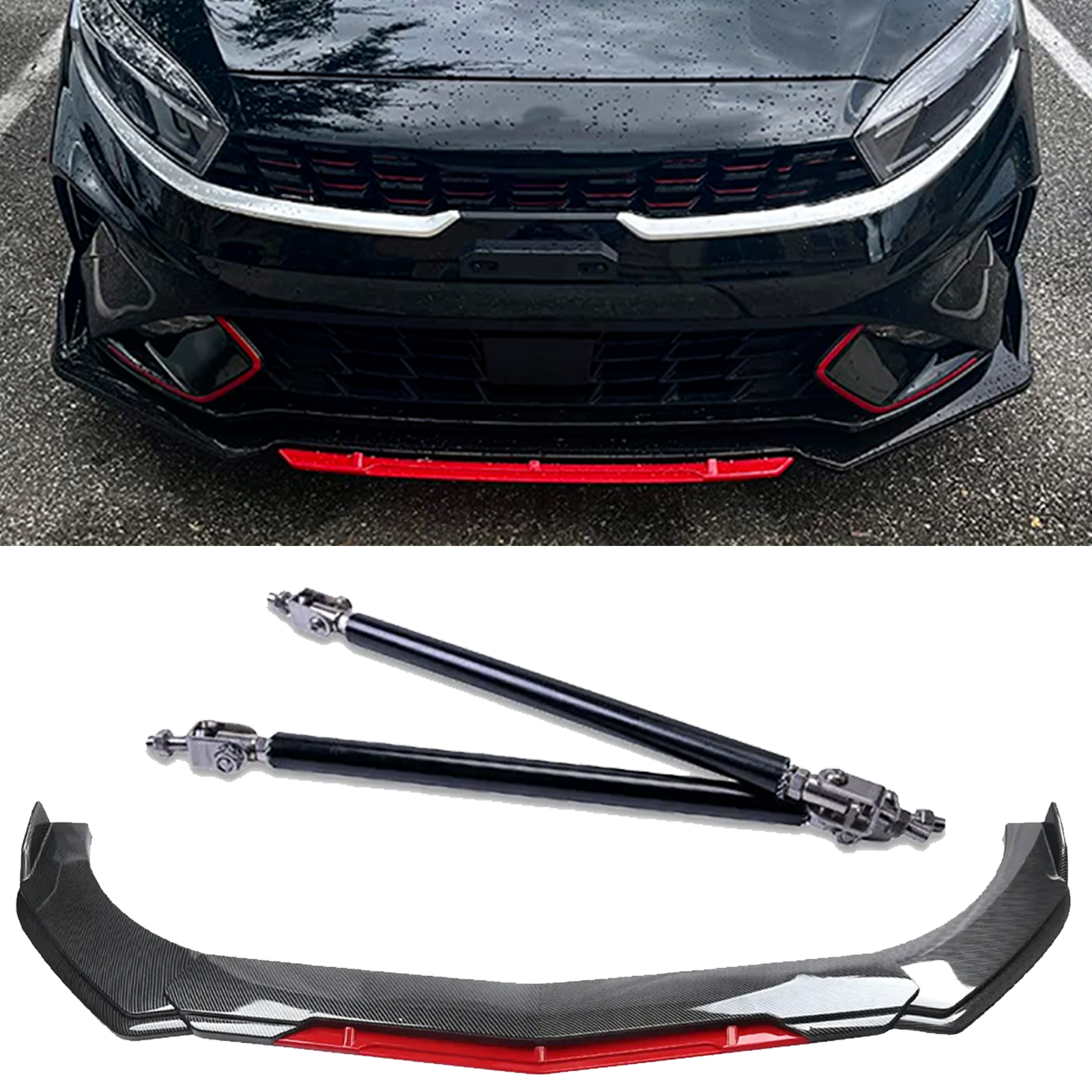 Carbon Fiber Front Bumper Lip Splitter for Kia Forte Sedan