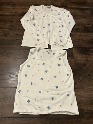 Vintage Embroidered Casual Corner Annex Womens Tank and Top Outfit Size Medium