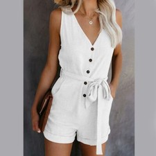 New fashion summer women's mini game suit casual jumpsuit holiday beach short su