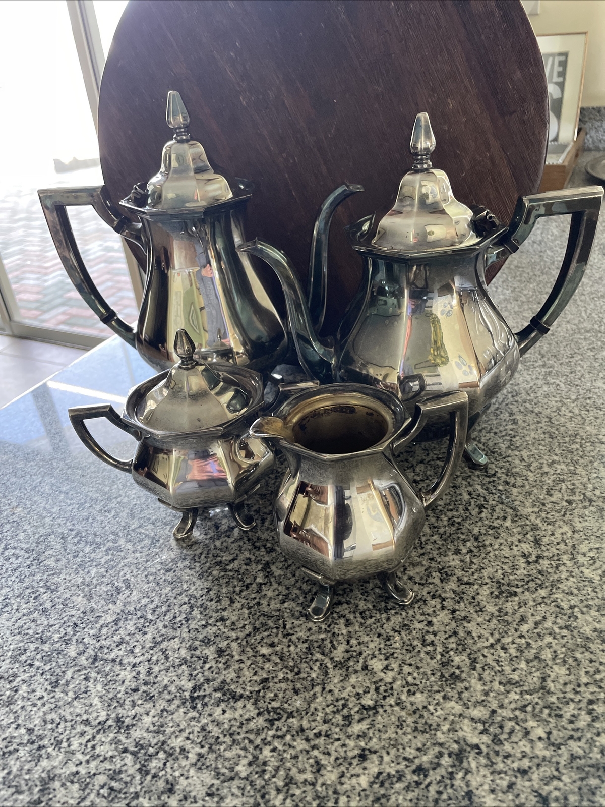 Tea Set coffee sugar cream Wallace 5020 piece silver plated alden eBay